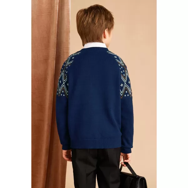GRACE KARIN Girls Cardigan Sweater Long Sleeve Button Closure Boho Knitted Sweater 512YNavy Blue