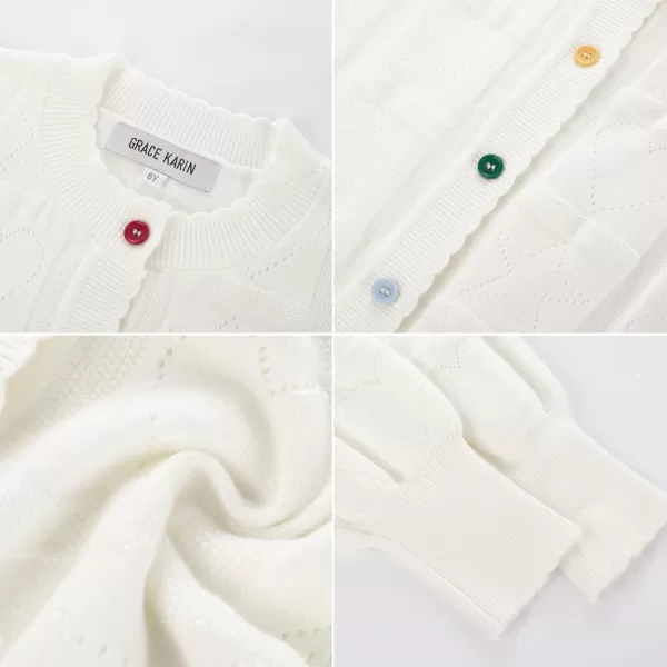 GRACE KARIN Girls Cardigan Sweater Long Sleeve School Uniform Knit Cardigan Button Cable Clousure Sweater Size 512Ivory White
