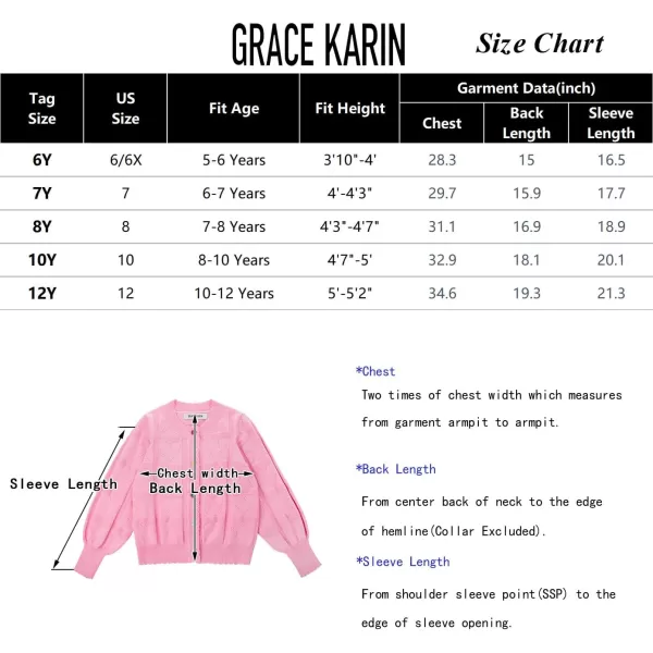 GRACE KARIN Girls Cardigan Sweater Long Sleeve School Uniform Knit Cardigan Button Cable Clousure Sweater Size 512Ivory White