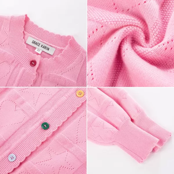 GRACE KARIN Girls Cardigan Sweater Long Sleeve School Uniform Knit Cardigan Button Cable Clousure Sweater Size 512Light Pink