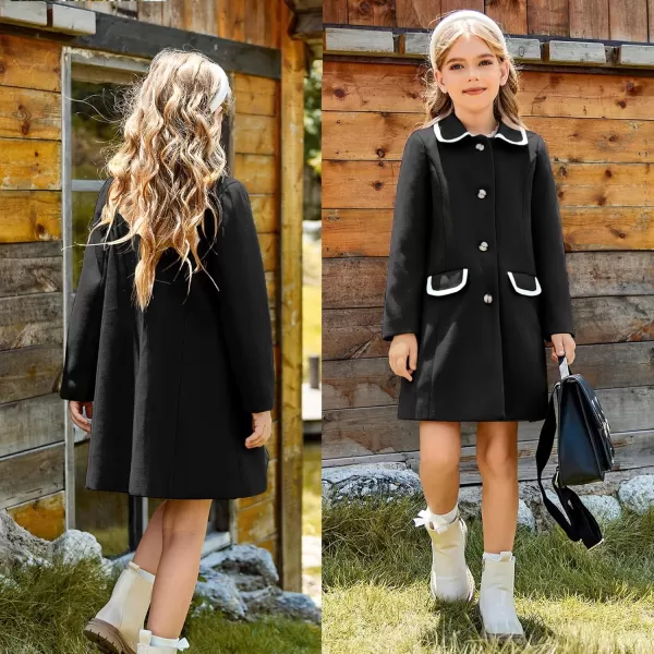 GRACE KARIN Girls Dress Coat Kid Cute Long Sleeve Button Long Winter Outerwear Jackets with Pockets Size 512Black