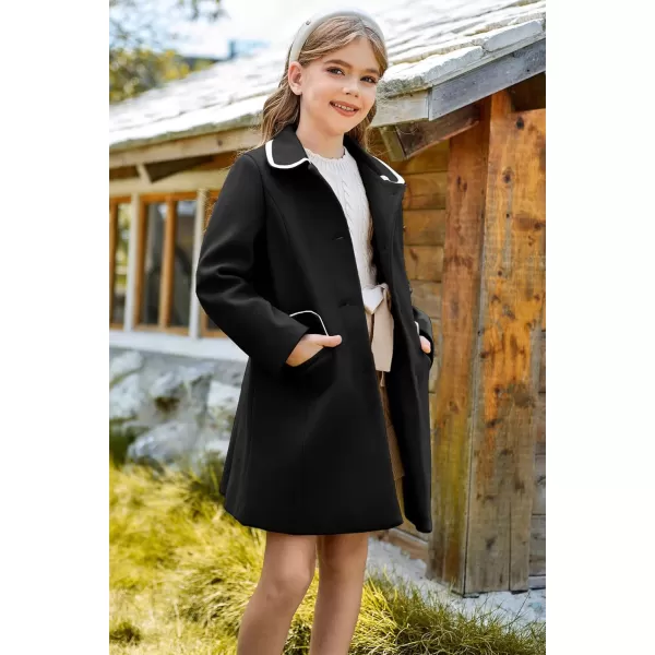 GRACE KARIN Girls Dress Coat Kid Cute Long Sleeve Button Long Winter Outerwear Jackets with Pockets Size 512Black