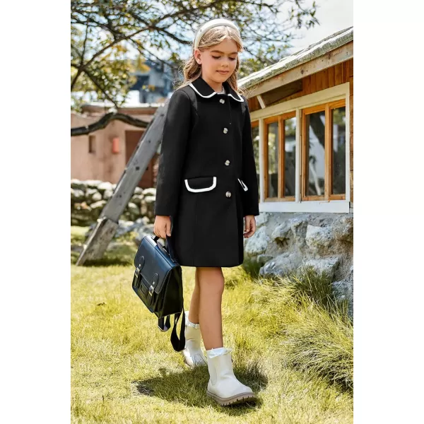 GRACE KARIN Girls Dress Coat Kid Cute Long Sleeve Button Long Winter Outerwear Jackets with Pockets Size 512Black