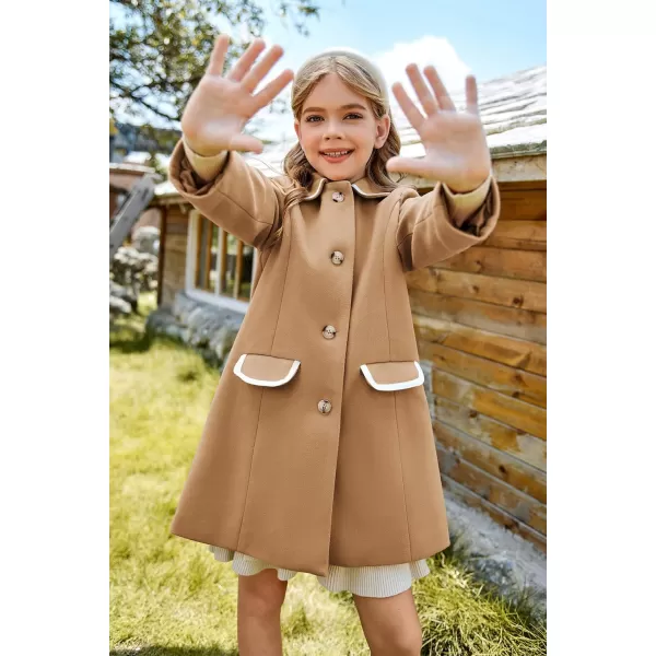 GRACE KARIN Girls Dress Coat Kid Cute Long Sleeve Button Long Winter Outerwear Jackets with Pockets Size 512Khaki