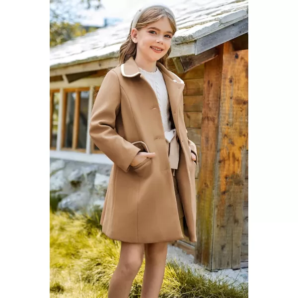 GRACE KARIN Girls Dress Coat Kid Cute Long Sleeve Button Long Winter Outerwear Jackets with Pockets Size 512Khaki