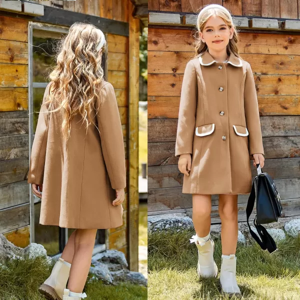 GRACE KARIN Girls Dress Coat Kid Cute Long Sleeve Button Long Winter Outerwear Jackets with Pockets Size 512Khaki