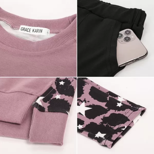 GRACE KARIN Girls Fall Outfits Fashion Sweatshirt Sweapants 2 Piece Tracksuit Clothes Leggings Clothing Set Size 514Grey Pink
