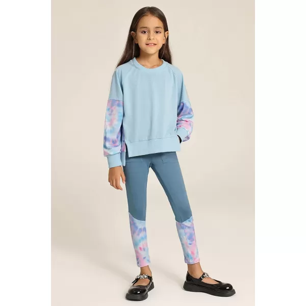 GRACE KARIN Girls Fall Outfits Fashion Sweatshirt Sweapants 2 Piece Tracksuit Clothes Leggings Clothing Set Size 514Light Blue