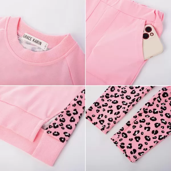 GRACE KARIN Girls Fall Outfits Fashion Sweatshirt Sweapants 2 Piece Tracksuit Clothes Leggings Clothing Set Size 514Pink