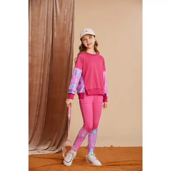 GRACE KARIN Girls Fall Outfits Fashion Sweatshirt Sweapants 2 Piece Tracksuit Clothes Leggings Clothing Set Size 514Rose Red