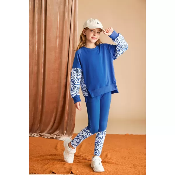 GRACE KARIN Girls Fall Outfits Fashion Sweatshirt Sweapants 2 Piece Tracksuit Clothes Leggings Clothing Set Size 514Royal Blue