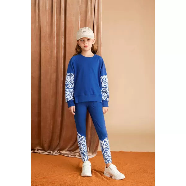 GRACE KARIN Girls Fall Outfits Fashion Sweatshirt Sweapants 2 Piece Tracksuit Clothes Leggings Clothing Set Size 514Royal Blue