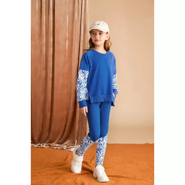 GRACE KARIN Girls Fall Outfits Fashion Sweatshirt Sweapants 2 Piece Tracksuit Clothes Leggings Clothing Set Size 514Royal Blue