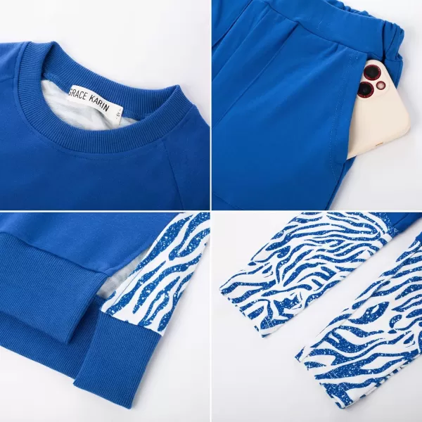 GRACE KARIN Girls Fall Outfits Fashion Sweatshirt Sweapants 2 Piece Tracksuit Clothes Leggings Clothing Set Size 514Royal Blue