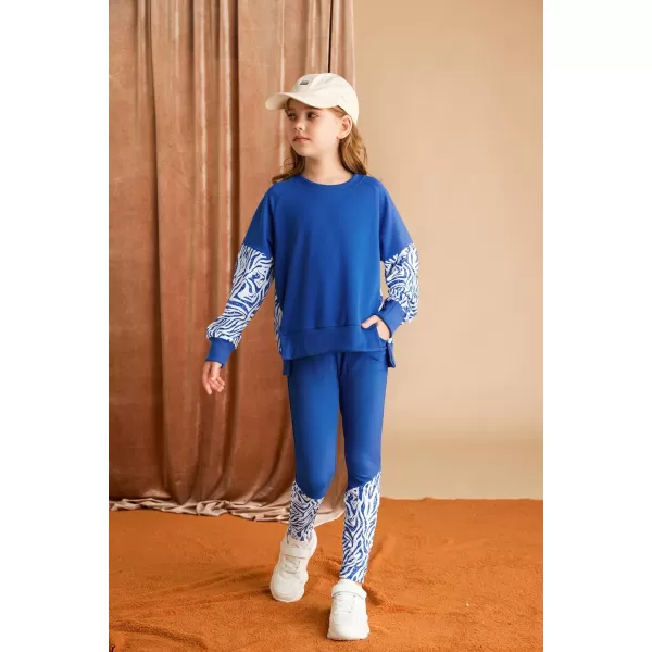 GRACE KARIN Girls Fall Outfits Fashion Sweatshirt Sweapants 2 Piece Tracksuit Clothes Leggings Clothing Set Size 514Royal Blue