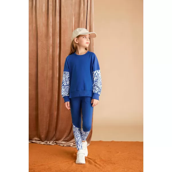 GRACE KARIN Girls Fall Outfits Fashion Sweatshirt Sweapants 2 Piece Tracksuit Clothes Leggings Clothing Set Size 514Royal Blue