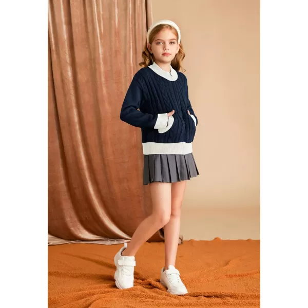 GRACE KARIN Girls Knit Cardigan Sweater Zip Long Sleeve Kids School Uniform Fall Jacket Size 614Bluewhite