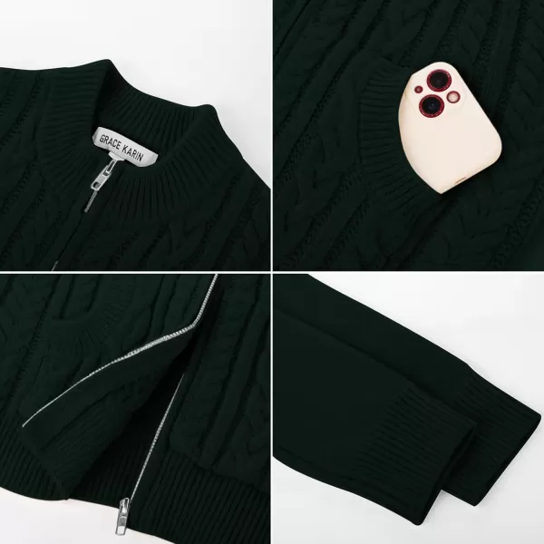 GRACE KARIN Girls Knit Cardigan Sweater Zip Long Sleeve Kids School Uniform Fall Jacket Size 614Deep Green