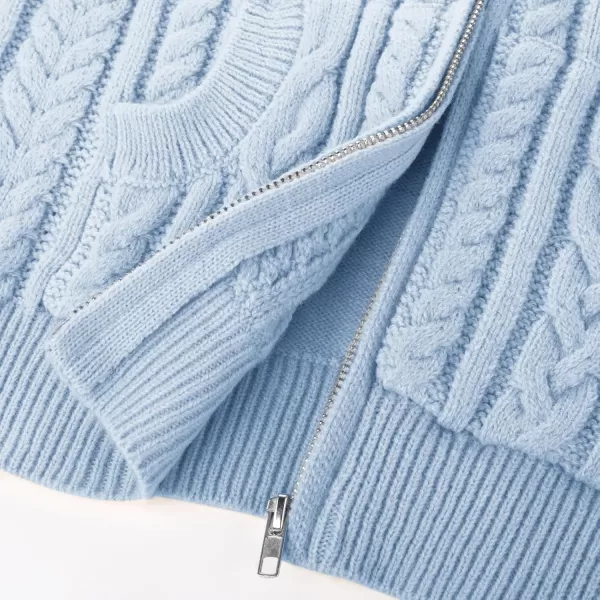 GRACE KARIN Girls Knit Cardigan Sweater Zip Long Sleeve Kids School Uniform Fall Jacket Size 614Sky Blue