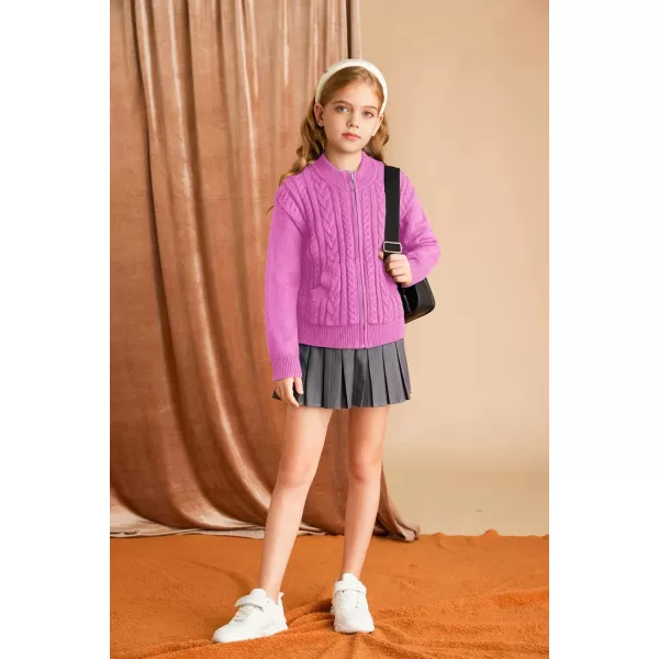 GRACE KARIN Girls Knit Cardigan Sweater Zip Long Sleeve Kids School Uniform Fall Jacket Size 614Uniquepink