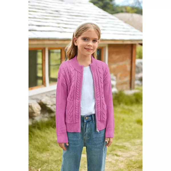 GRACE KARIN Girls Knit Cardigan Sweater Zip Long Sleeve Kids School Uniform Fall Jacket Size 614Uniquepink