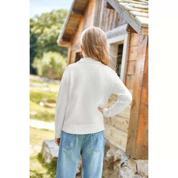 GRACE KARIN Girls Knit Cardigan Sweater Zip Long Sleeve Kids School Uniform Fall Jacket Size 614White
