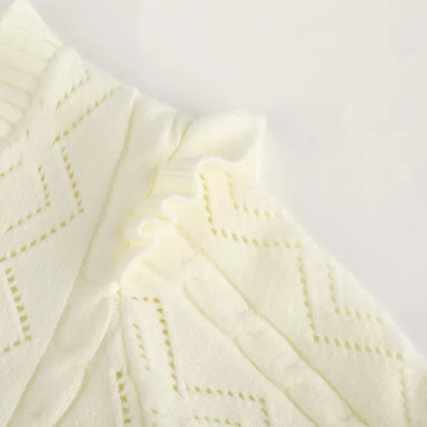 GRACE KARIN Girls Knit Cardigan with Pockets VNcek Sweater Long Sleeve Kids School Uniform Fall Jacket Size 614Cream