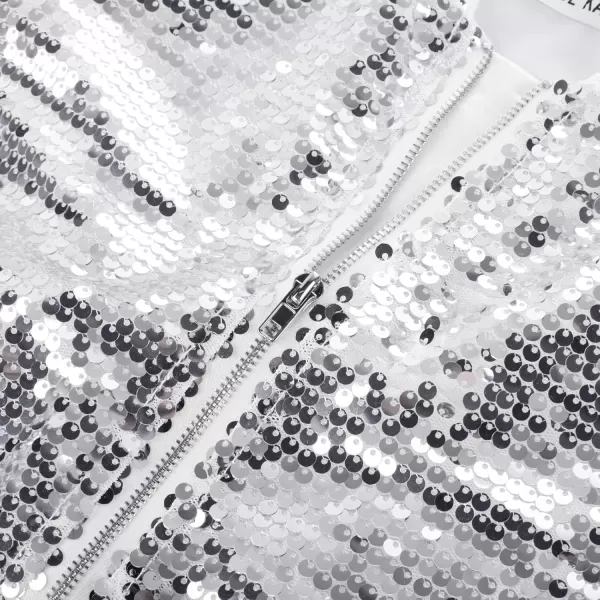 GRACE KARIN Girls Sequin Jacket Kids Bomber Zip Outwear Sparkle Fall Costume Top Dress Coat Size 514Silver