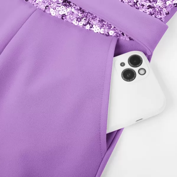 GRACE KARIN Girls Sequin Jumpsuit Tween Trendy Party Halter Shinny Kids Dance Formal Romper Bodysuit 612Purple