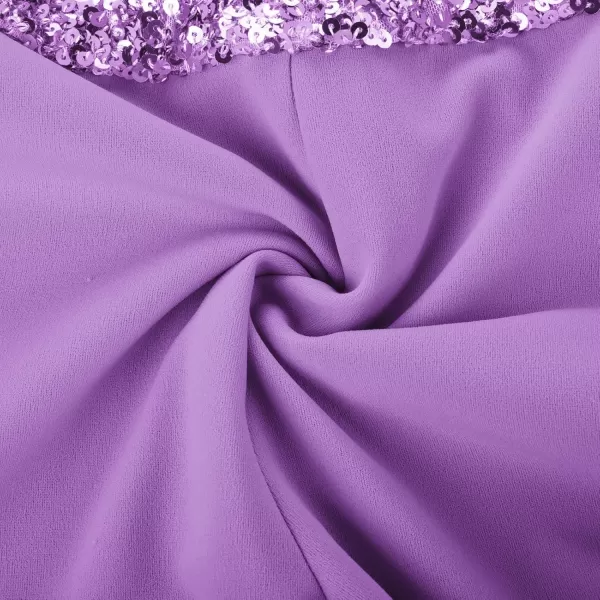 GRACE KARIN Girls Sequin Jumpsuit Tween Trendy Party Halter Shinny Kids Dance Formal Romper Bodysuit 612Purple