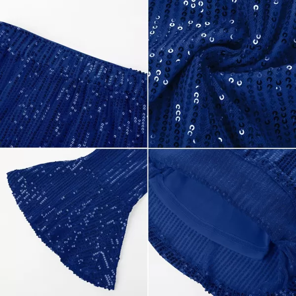 GRACE KARIN Girls Sequin Pants Sparke Trouser Glitter Dance Bell Bottoms 512Royal Blue
