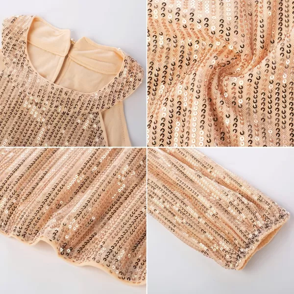 GRACE KARIN Girls Sequin Tops Long Sleeve Sparkle Glitter Shirt Blouse Size 512Gold