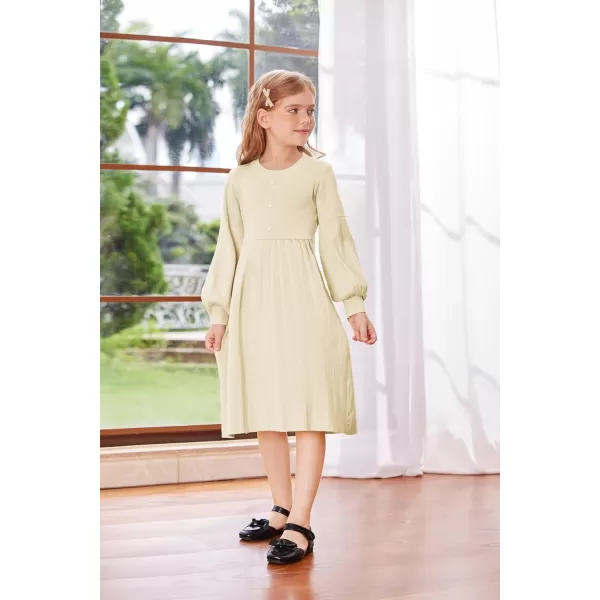 GRACE KARIN Girls Sweater Dress Long Sleeve Pleated ALine Fall Dress 514YBeige