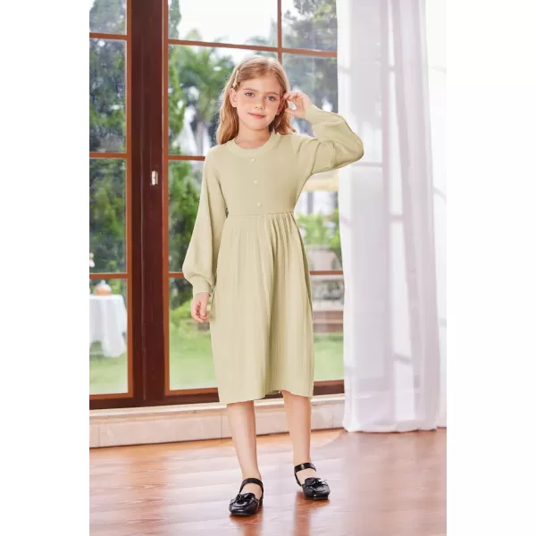 GRACE KARIN Girls Sweater Dress Long Sleeve Pleated ALine Fall Dress 514YCream