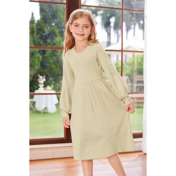 GRACE KARIN Girls Sweater Dress Long Sleeve Pleated ALine Fall Dress 514YCream
