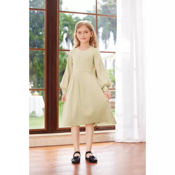GRACE KARIN Girls Sweater Dress Long Sleeve Pleated ALine Fall Dress 514YCream