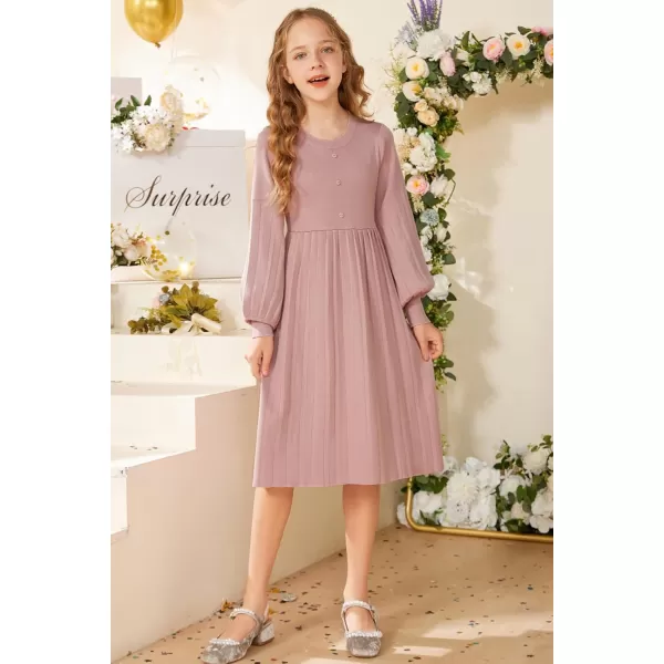 GRACE KARIN Girls Sweater Dress Long Sleeve Pleated ALine Fall Dress 514YLight Pink