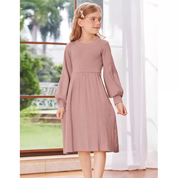 GRACE KARIN Girls Sweater Dress Long Sleeve Pleated ALine Fall Dress 514YLight Pink