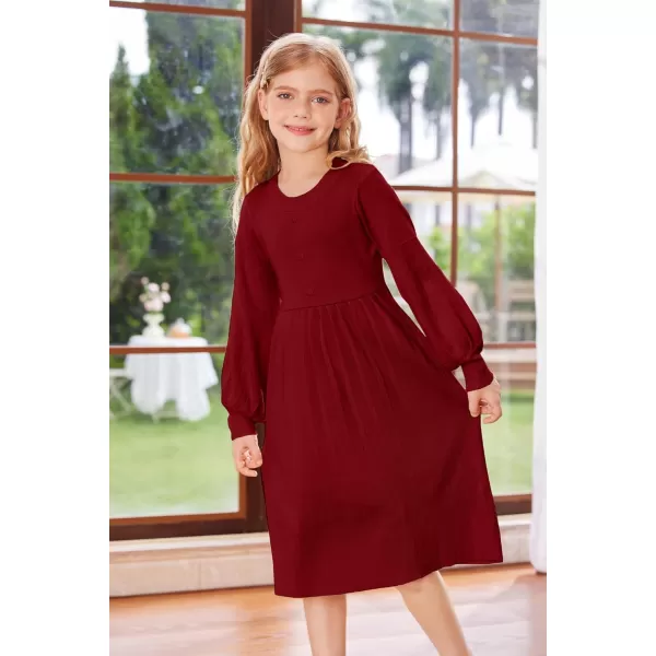 GRACE KARIN Girls Sweater Dress Long Sleeve Pleated ALine Fall Dress 514YRed