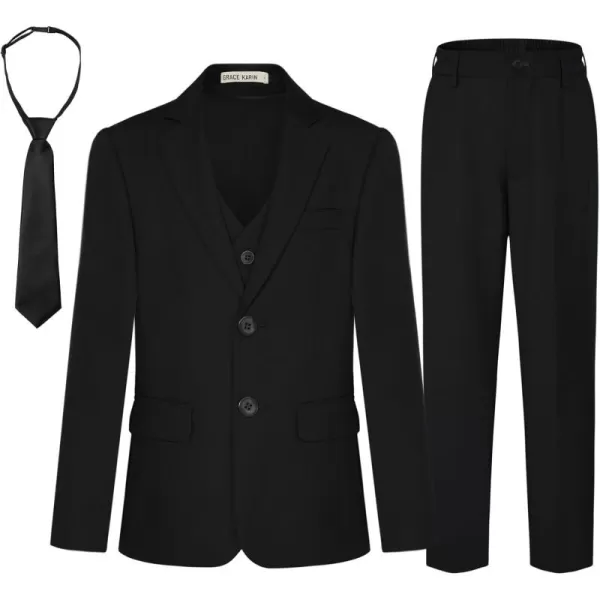 GRACE KARIN Boys Suits 4 Piece Formal Slim Fit Dresswear Suit Set with Elastic Waistband for 614YBlack