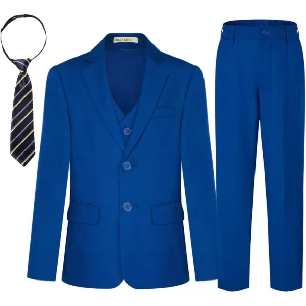 GRACE KARIN Boys Suits 4 Piece Formal Slim Fit Dresswear Suit Set with Elastic Waistband for 614YRoyal Blue