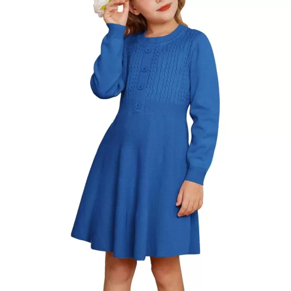 GRACE KARIN Girl Dress Long Sleeve Sweater Ruffle Button Front Knit Casual Fall Winter Dresses for Girls 512Kleinland