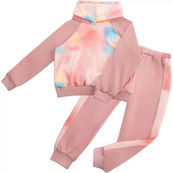 GRACE KARIN Girls 2 Piece Pant Sets Long Sleeve Sweatshirt Hoodie and Sweatpants Outfits Size 514 YearsHot Pink