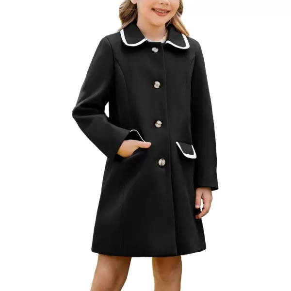 GRACE KARIN Girls Dress Coat Kid Cute Long Sleeve Button Long Winter Outerwear Jackets with Pockets Size 512Black