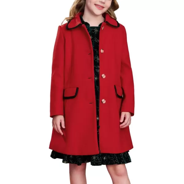 GRACE KARIN Girls Dress Coat Kid Cute Long Sleeve Button Long Winter Outerwear Jackets with Pockets Size 512Red