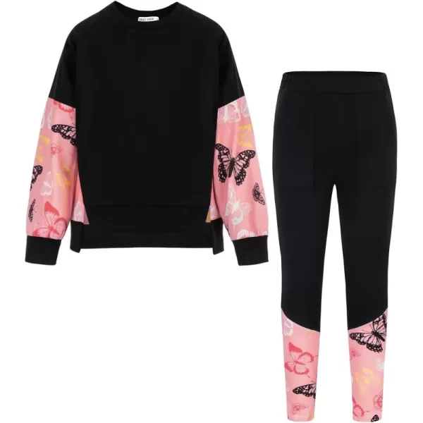 GRACE KARIN Girls Fall Outfits Fashion Sweatshirt Sweapants 2 Piece Tracksuit Clothes Leggings Clothing Set Size 514Black