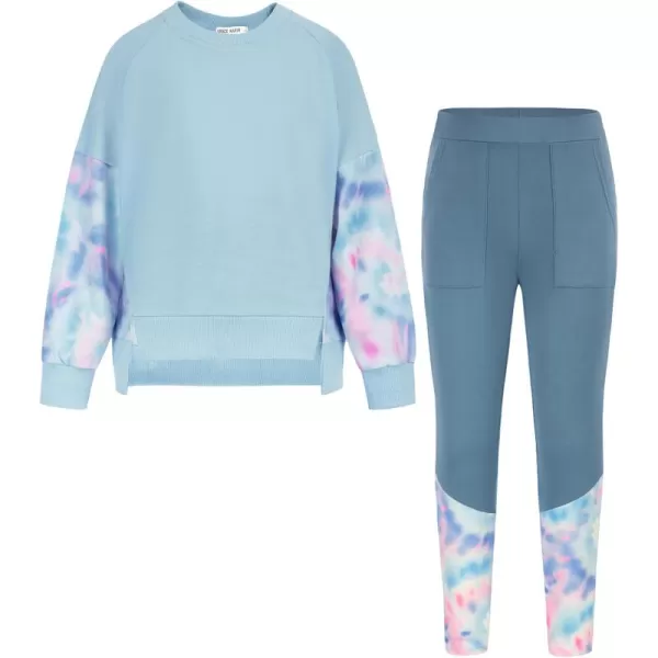 GRACE KARIN Girls Fall Outfits Fashion Sweatshirt Sweapants 2 Piece Tracksuit Clothes Leggings Clothing Set Size 514Light Blue