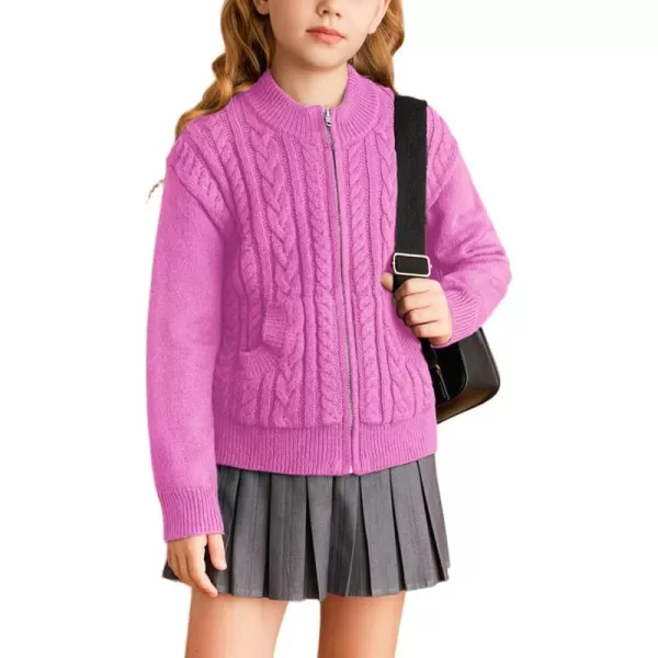 GRACE KARIN Girls Knit Cardigan Sweater Zip Long Sleeve Kids School Uniform Fall Jacket Size 614Uniquepink