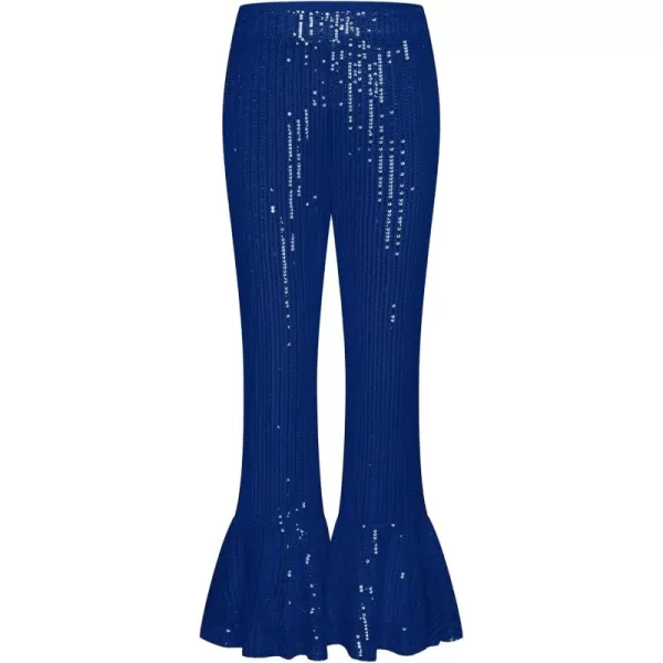 GRACE KARIN Girls Sequin Pants Sparke Trouser Glitter Dance Bell Bottoms 512Royal Blue