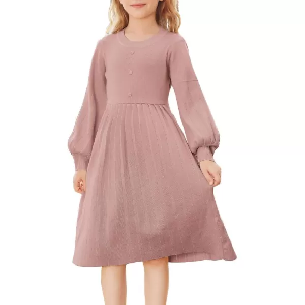 GRACE KARIN Girls Sweater Dress Long Sleeve Pleated ALine Fall Dress 514YLight Pink